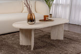 Tavolino ovale melaminico travertino - Japandi - 119x60 cm - Sota