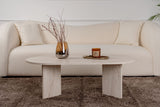 Tavolino ovale melaminico travertino - Japandi - 119x60 cm - Sota