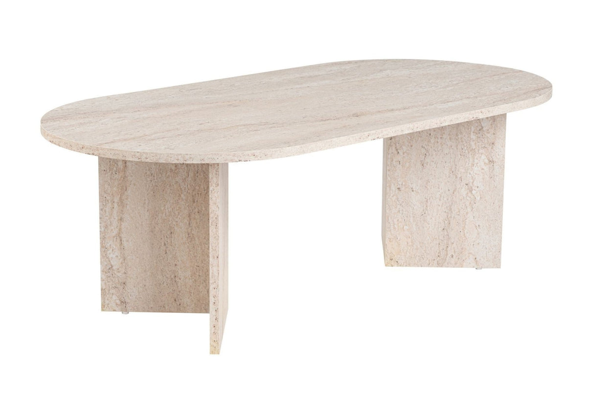 Tavolino ovale melaminico travertino - Japandi - 119x60 cm - Sota