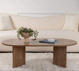 Tavolino ovale melaminico noce - Japandi - 119x60 cm - Sota