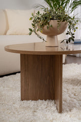 Tavolino ovale melaminico noce - Japandi - 119x60 cm - Sota