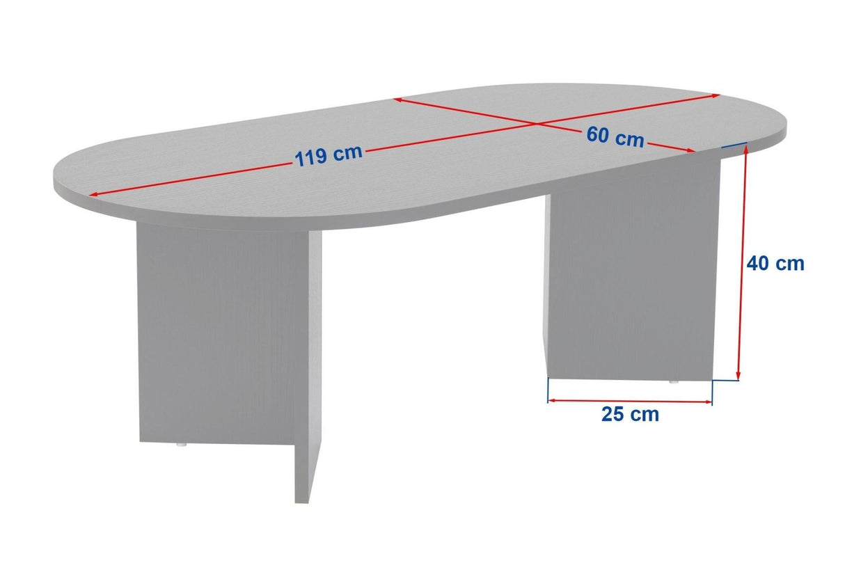 Tavolino ovale melaminico noce - Japandi - 119x60 cm - Sota