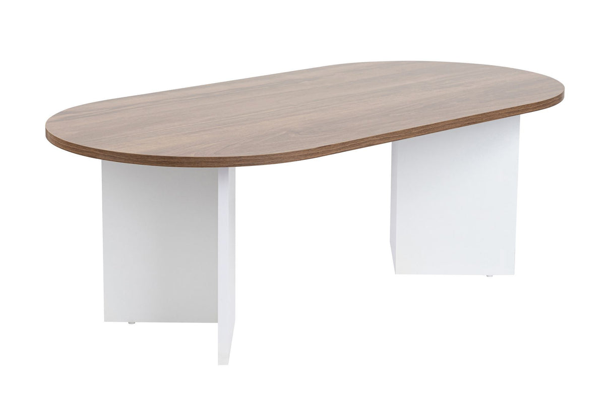 Salontafels - Salontafel walnoot wit melamine boogvorm Koda 119x60 cm - Dimehouse