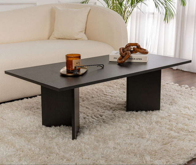 Salontafels - Rechthoekige Salontafel Siban Zwart houtlook - 119x60 cm - Dimehouse