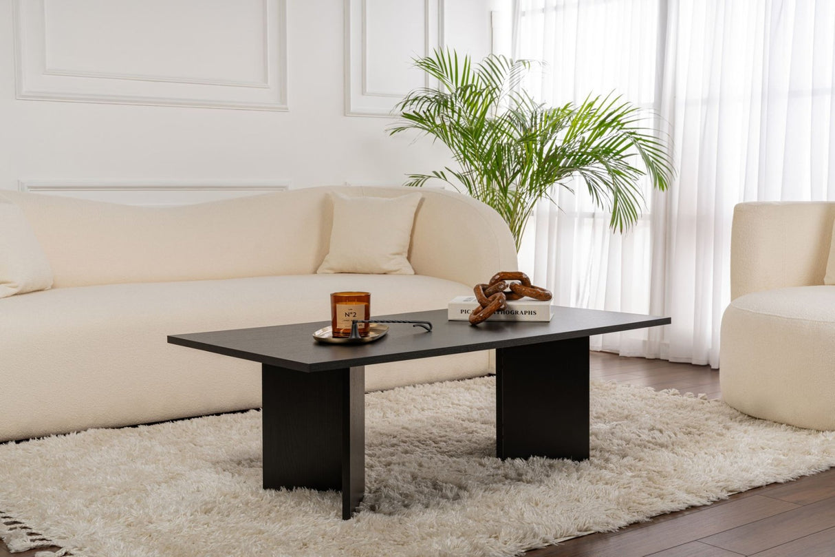 Salontafels - Rechthoekige Salontafel Siban Zwart houtlook - 119x60 cm - Dimehouse