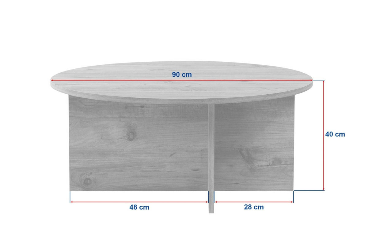 Tavolino rotondo melaminico rovere Dakota 90x90x40 cm