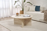 Salontafels - Ronde salontafel Travertin melamine - 90x90x40 cm - Dakota - Dimehouse