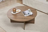 Salontafels - Ronde salontafel Walnoot melamine - 90x90x40 cm - Dakota - Dimehouse