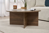Salontafels - Ronde salontafel Walnoot melamine - 90x90x40 cm - Dakota - Dimehouse
