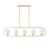 Lampada a sospensione 5 luci Oro Beige Vetro Lucent