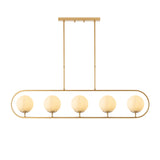 Lampada a sospensione 5 luci Oro Beige Vetro Lucent