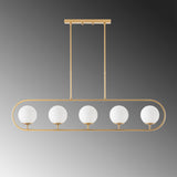 Lampada a sospensione 5 luci Oro Beige Vetro Lucent