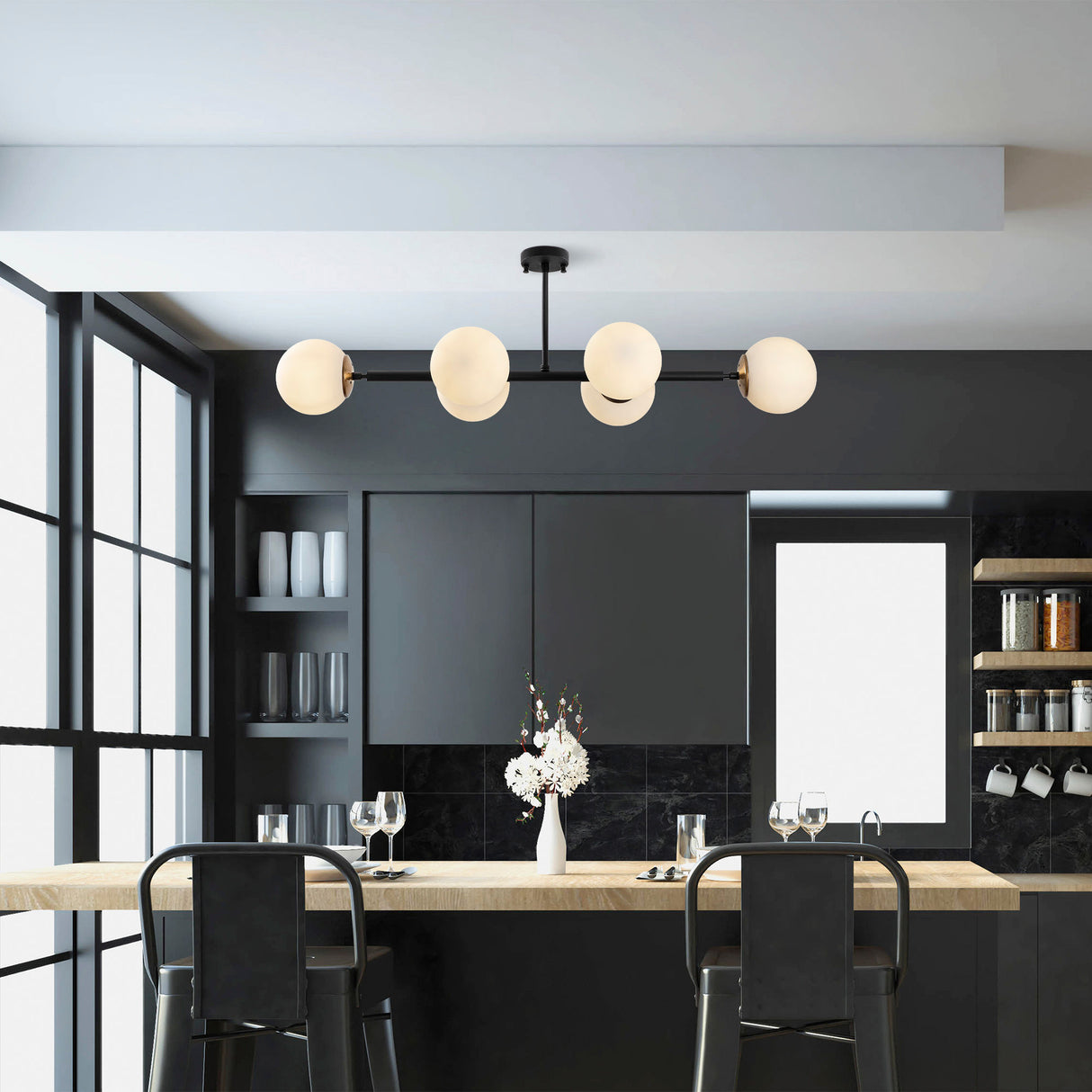 Hanglampen - Hanglamp 6 - lichts Crème Glas Radiance - Dimehouse
