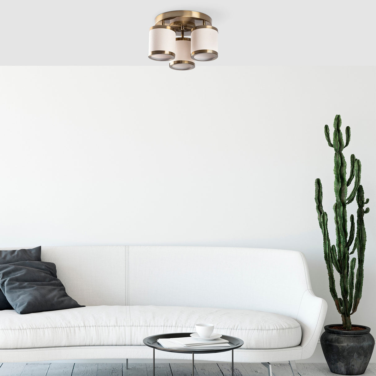 Plafondlampen - Plafondlamp Bronskleurig Stof Frost - Dimehouse