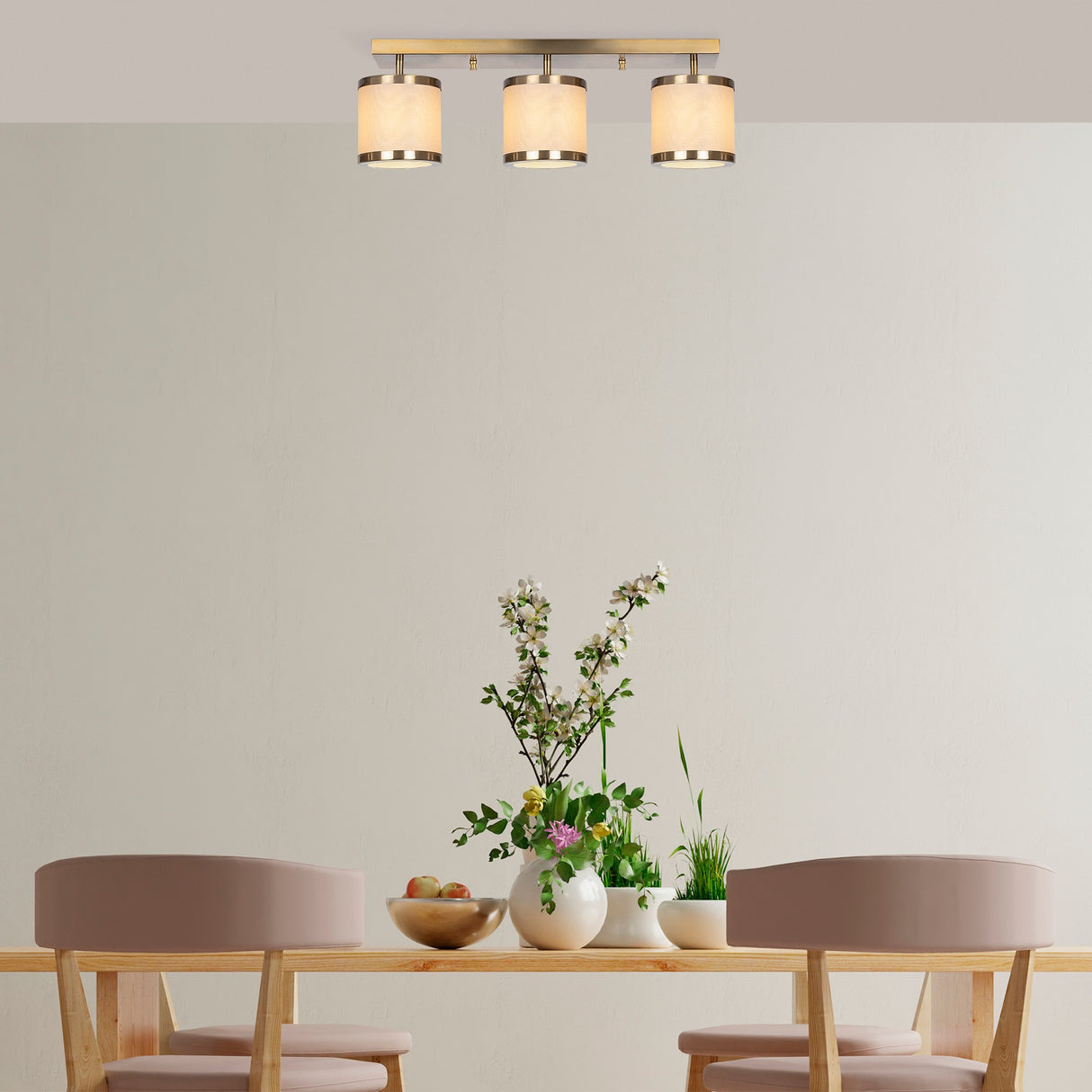 Hanglampen - Hanglamp 3 - lichts Bronskleurig Stof Frost - Dimehouse