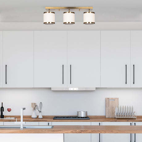 Lampada a sospensione 3 luci in tessuto color bronzo Frost