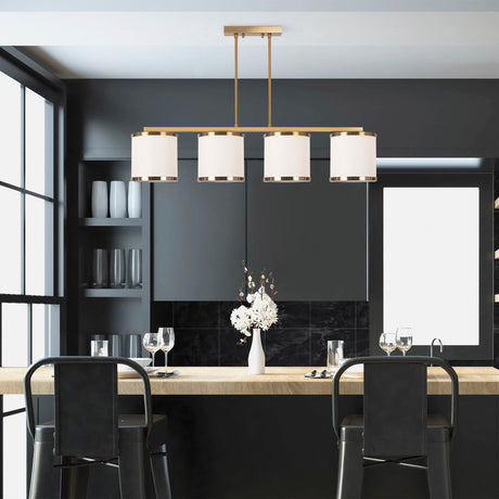 Lampada a sospensione 4 luci Tessuto color bronzo Frost