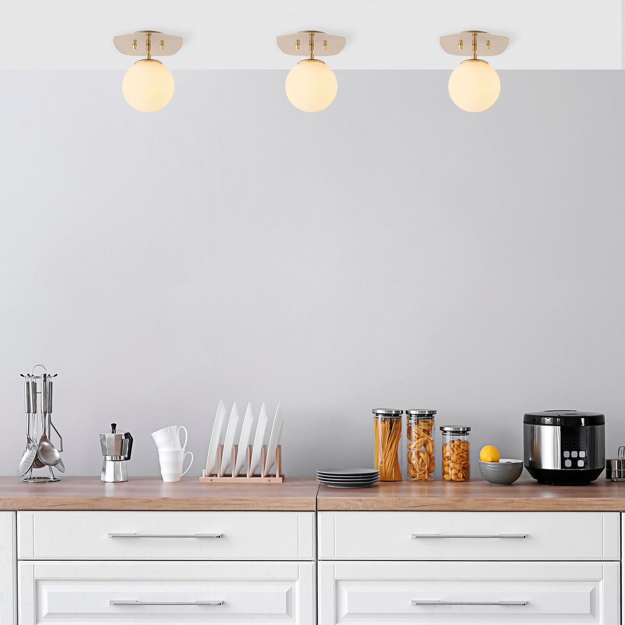 Plafondlampen - Plafondlamp 1 - lichts Goud Glas Axel - Dimehouse