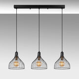 Lampada a sospensione a 3 luci in metallo nero Vine