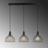 Lampada a sospensione a 3 luci in metallo nero Vine