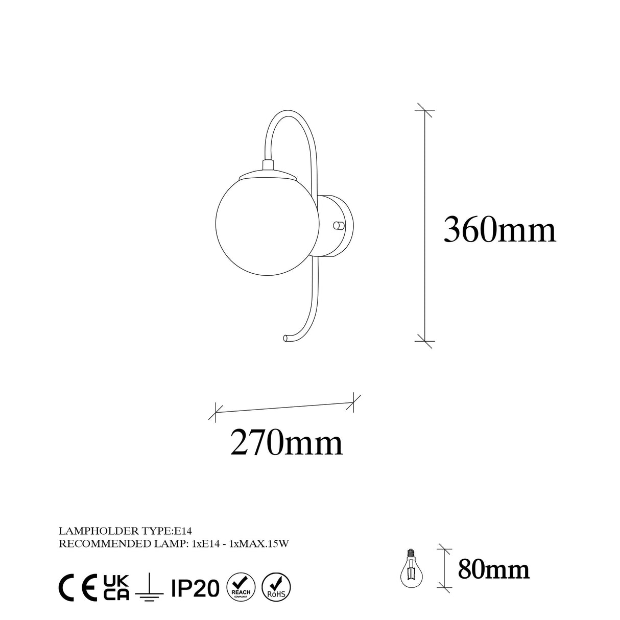 Lampada da parete in vetro trasparente dorato Lucent