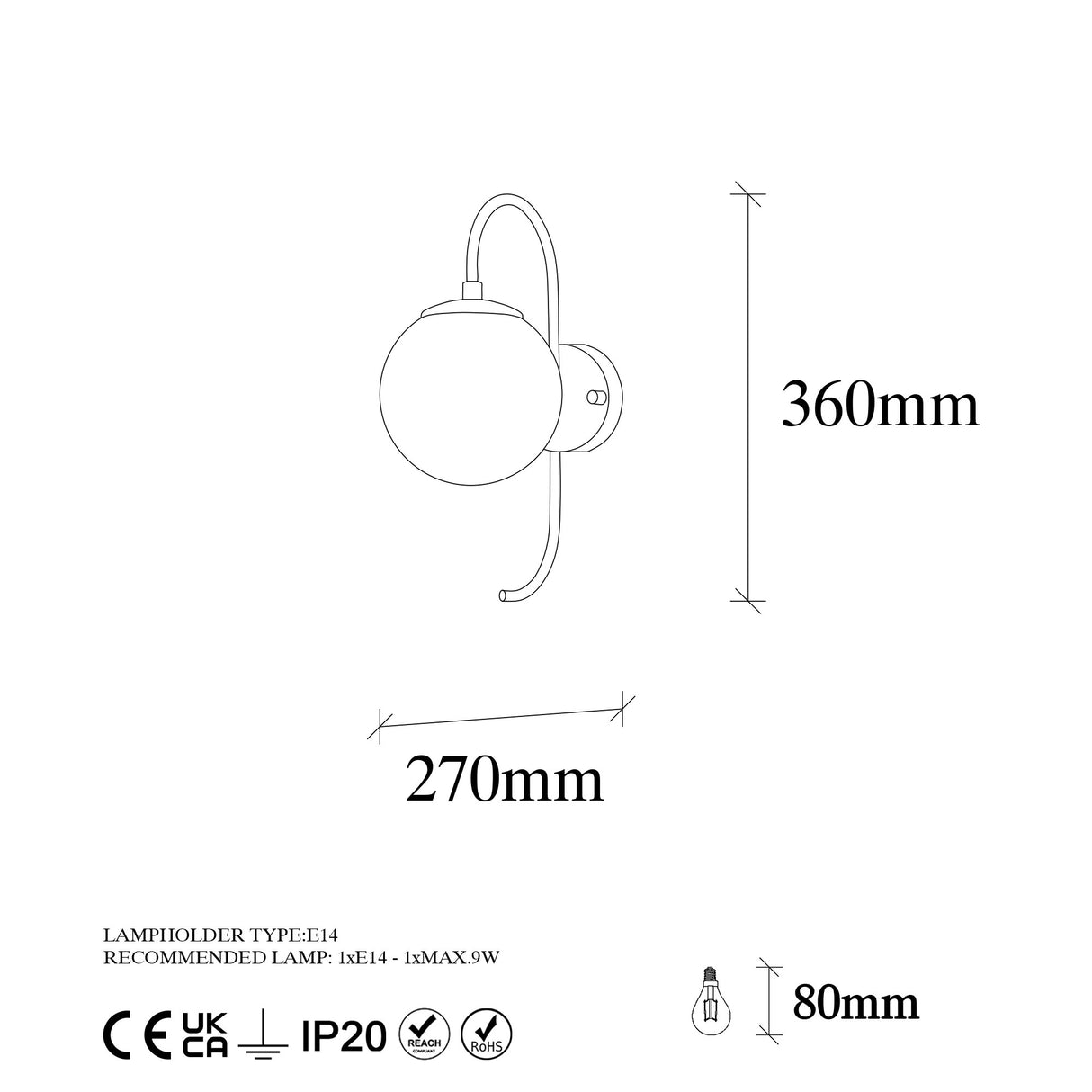 Lampada da parete in vetro trasparente dorato Lucent