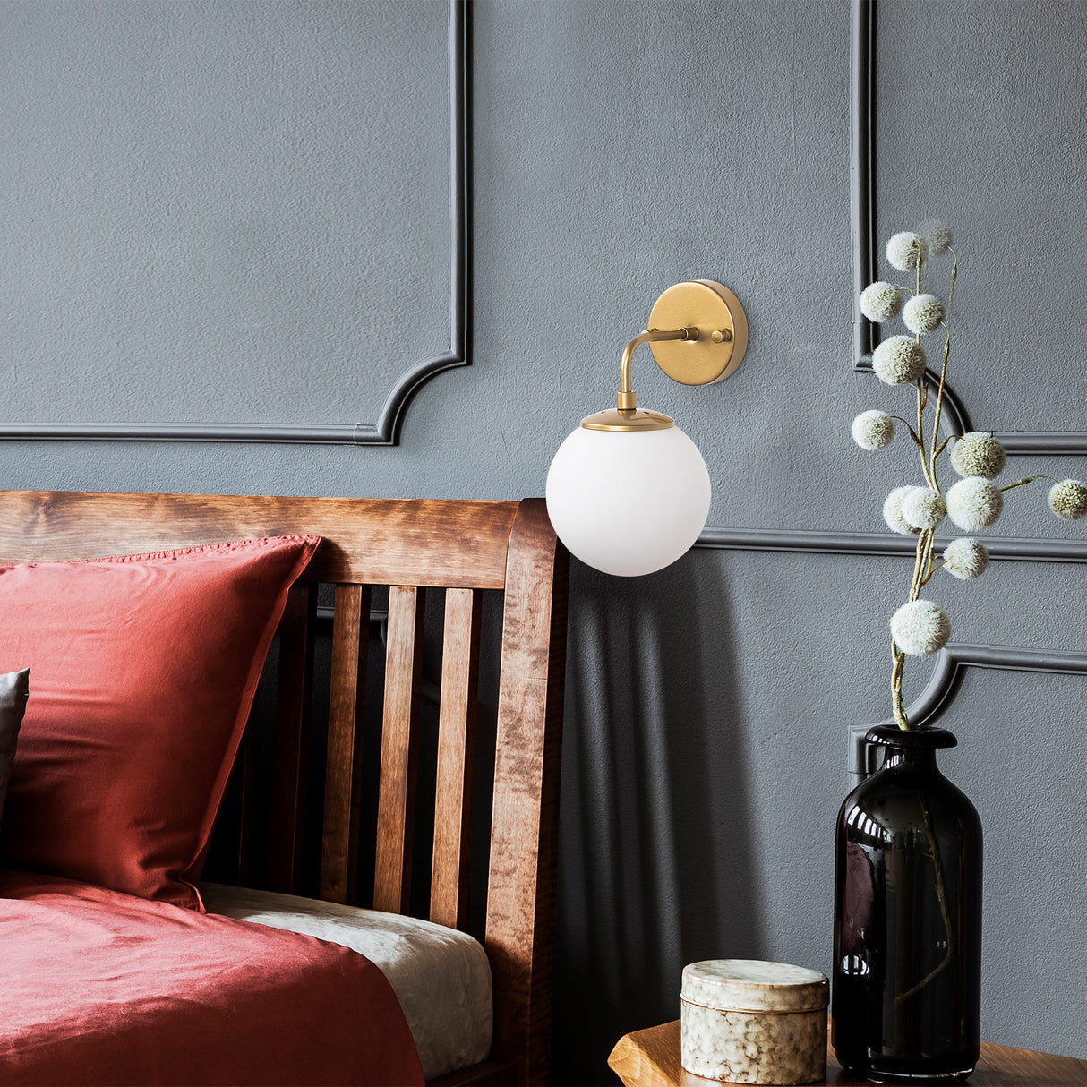 Lampada da parete in vetro dorato Elio