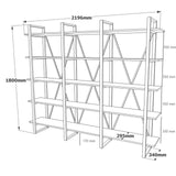 Boekenkasten - Boekenkast Lyra Atlantisch Dennenhout Melamine 219,6x180x34 cm - Dimehouse
