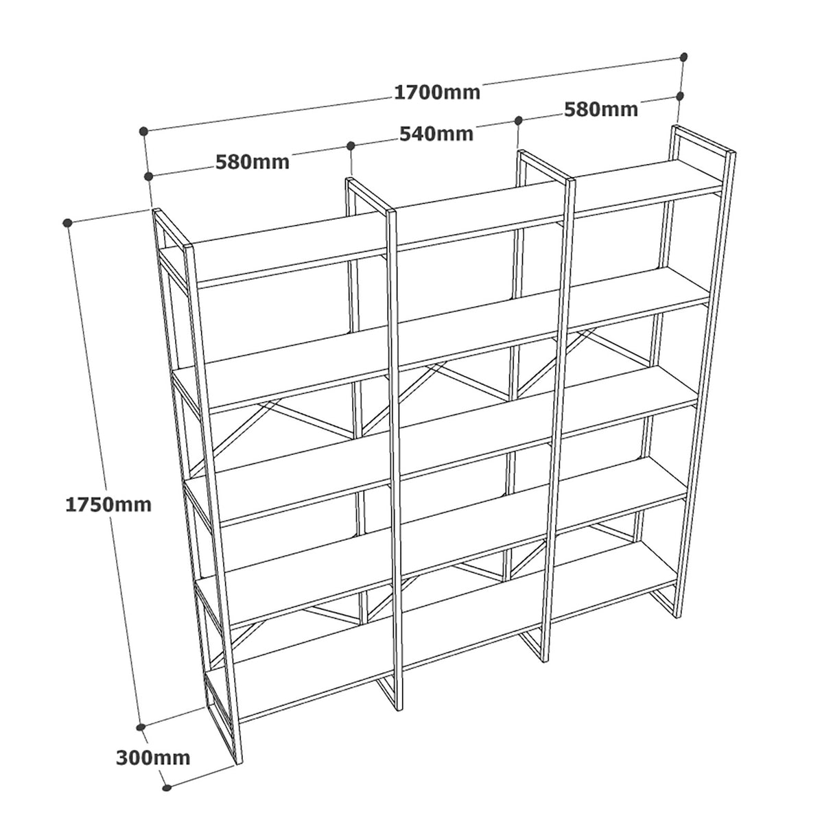 Boekenkasten - Boekenkast Valdis Marmer Wit Goud Melamine 170x175x30 cm - Dimehouse