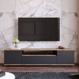 TV Meubels - TV Meubel Vesper Atlantisch Dennenhout Antraciet Melamine 180x44,6x44,5 cm - Dimehouse