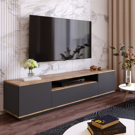 Mobile TV Vesper in legno di pino atlantico melaminico antracite 180x44,6x44,5 cm