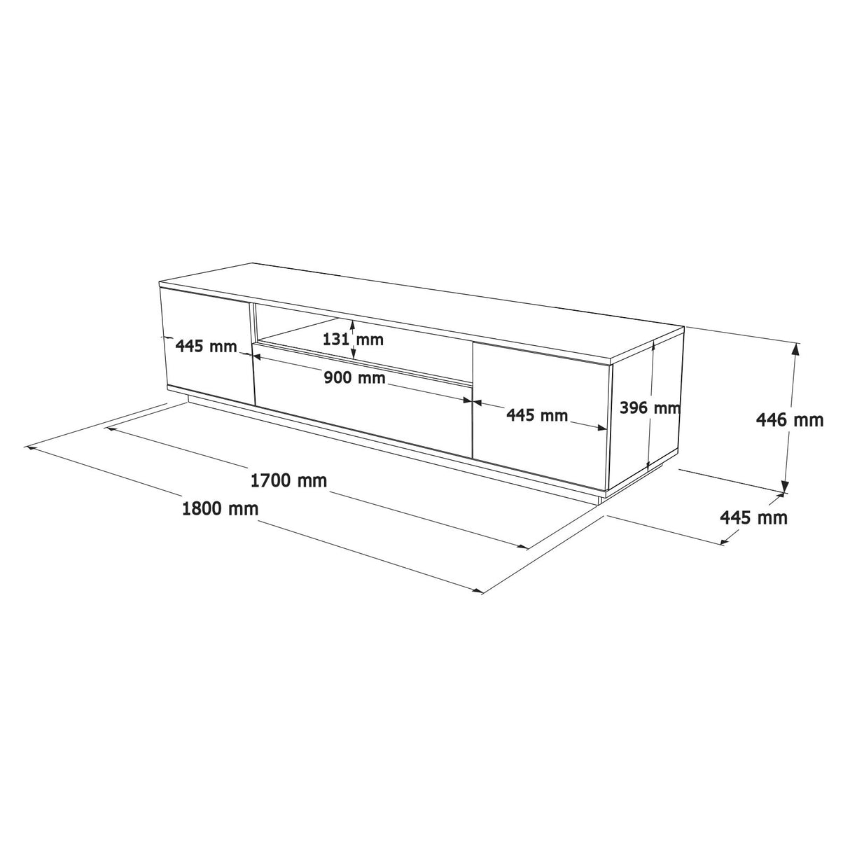 Mobile TV Salerno Pino Atlantico Bianco Melaminico 180x44,6x44,5 cm