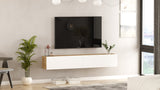 TV Meubels - Zwevend TV Meubel Turin Atlantisch Dennenhout Wit Melamine 180x29,6x31,6 cm - Dimehouse