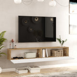 TV Meubels - Zwevend TV Meubel Turin Atlantisch Dennenhout Wit Melamine 180x29,6x31,6 cm - Dimehouse