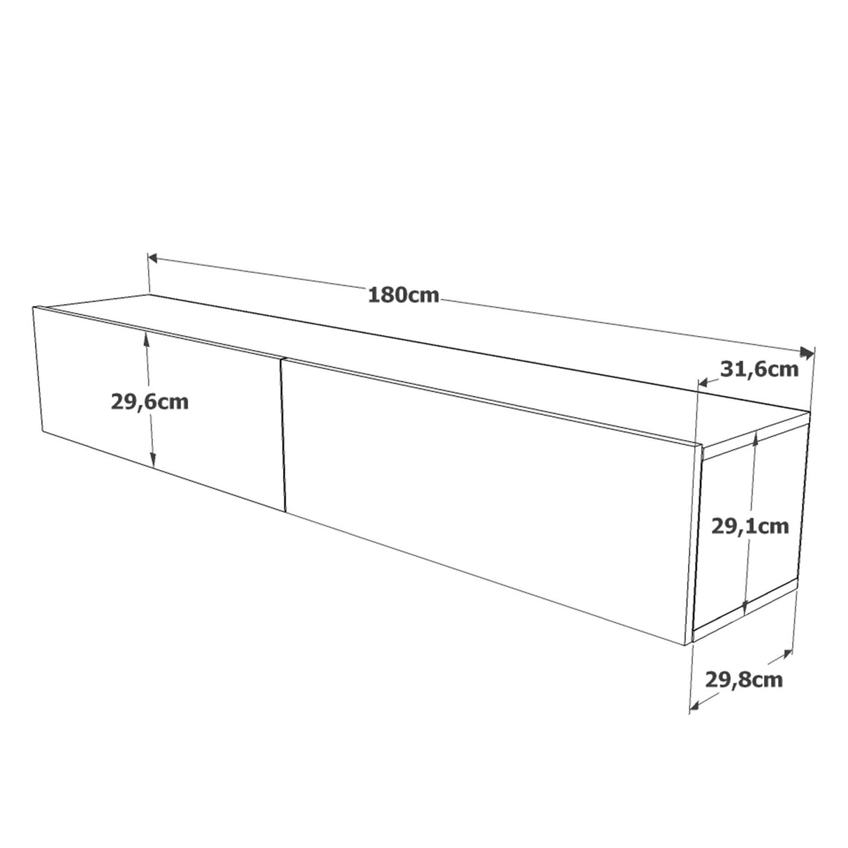 TV Meubels - Zwevend TV Meubel Turin Atlantisch Dennenhout Wit Melamine 180x29,6x31,6 cm - Dimehouse