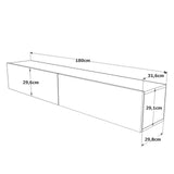 TV Meubels - Zwevend TV Meubel Turin Atlantisch Dennenhout Wit Melamine 180x29,6x31,6 cm - Dimehouse