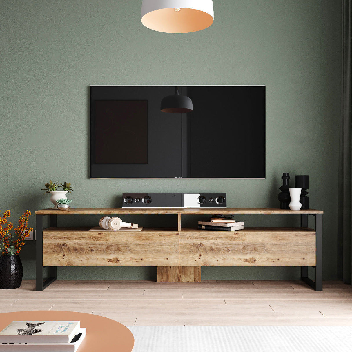 Set di mobili TV in pino atlantico Sable melaminico 180x56x35,5 cm