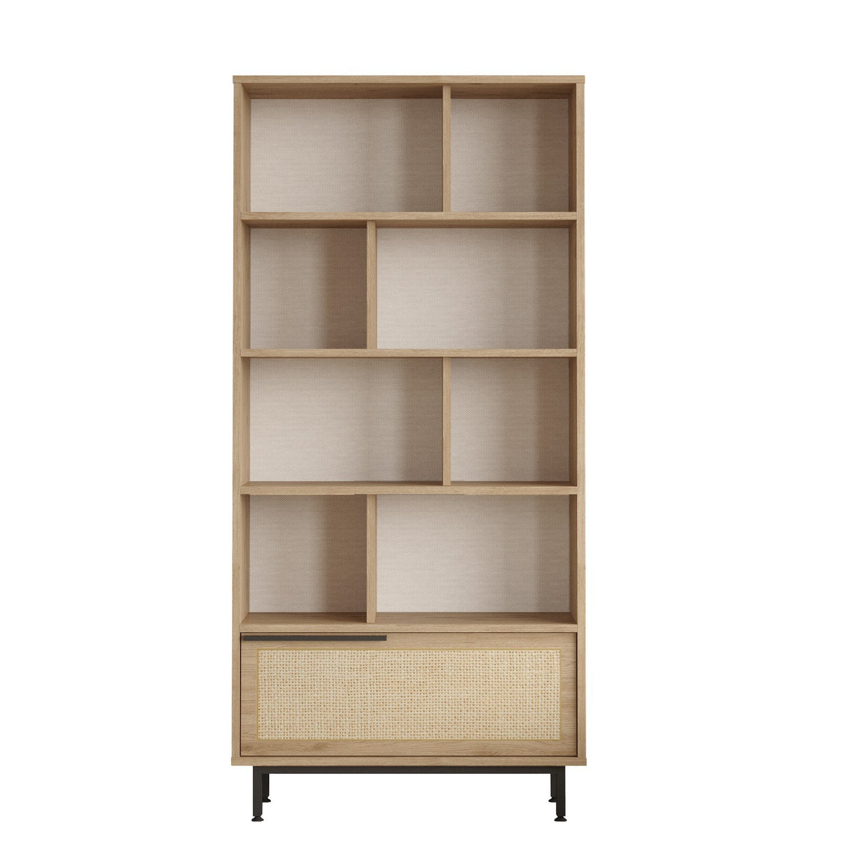 Boekenkasten - Boekenkast Kosmos Walnoot Eik Melamine 83,9x175,6x29,5 cm - Dimehouse