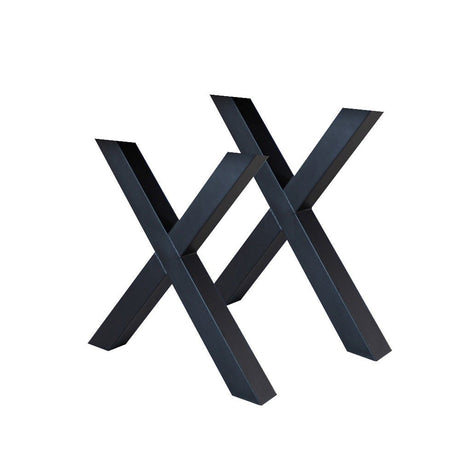 Set di 2 gambe da tavolo X-leg in metallo nero