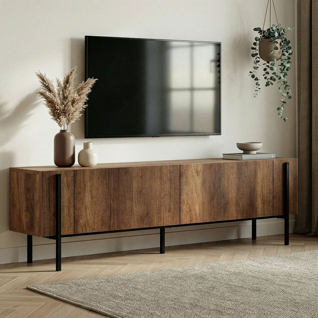 Mobile TV Nexus aspetto noce nero 180 cm Aspetto noce barocco e composito di legno melaminico nero