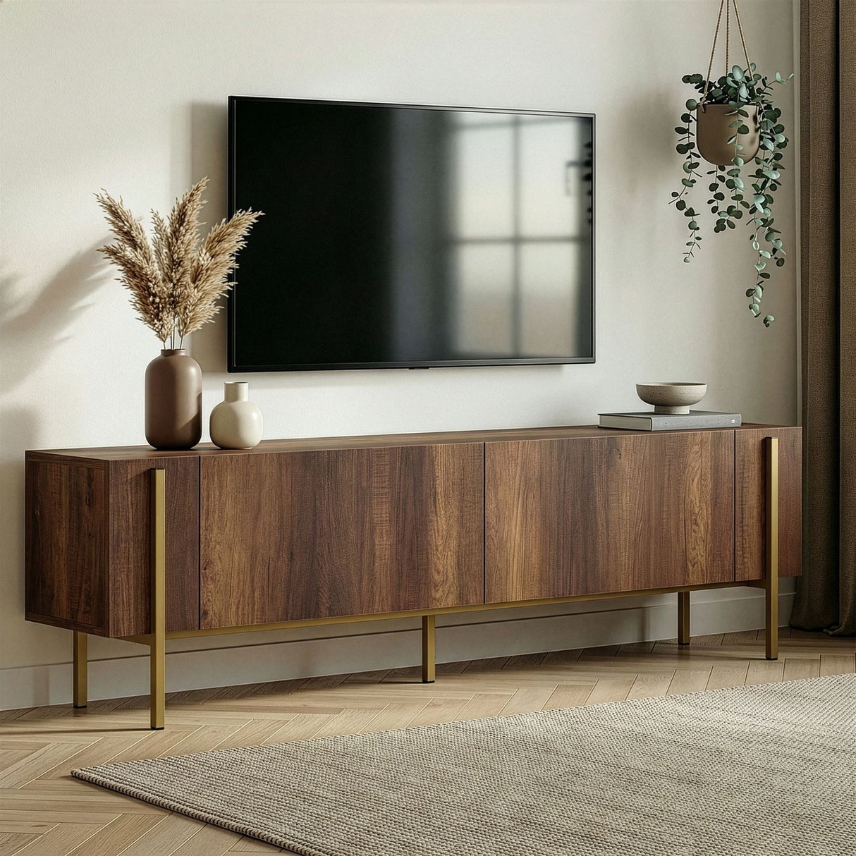 Mobile TV Nexus aspetto noce con oro 180 cm Aspetto barocco noce con oro Legno rivestito melaminico