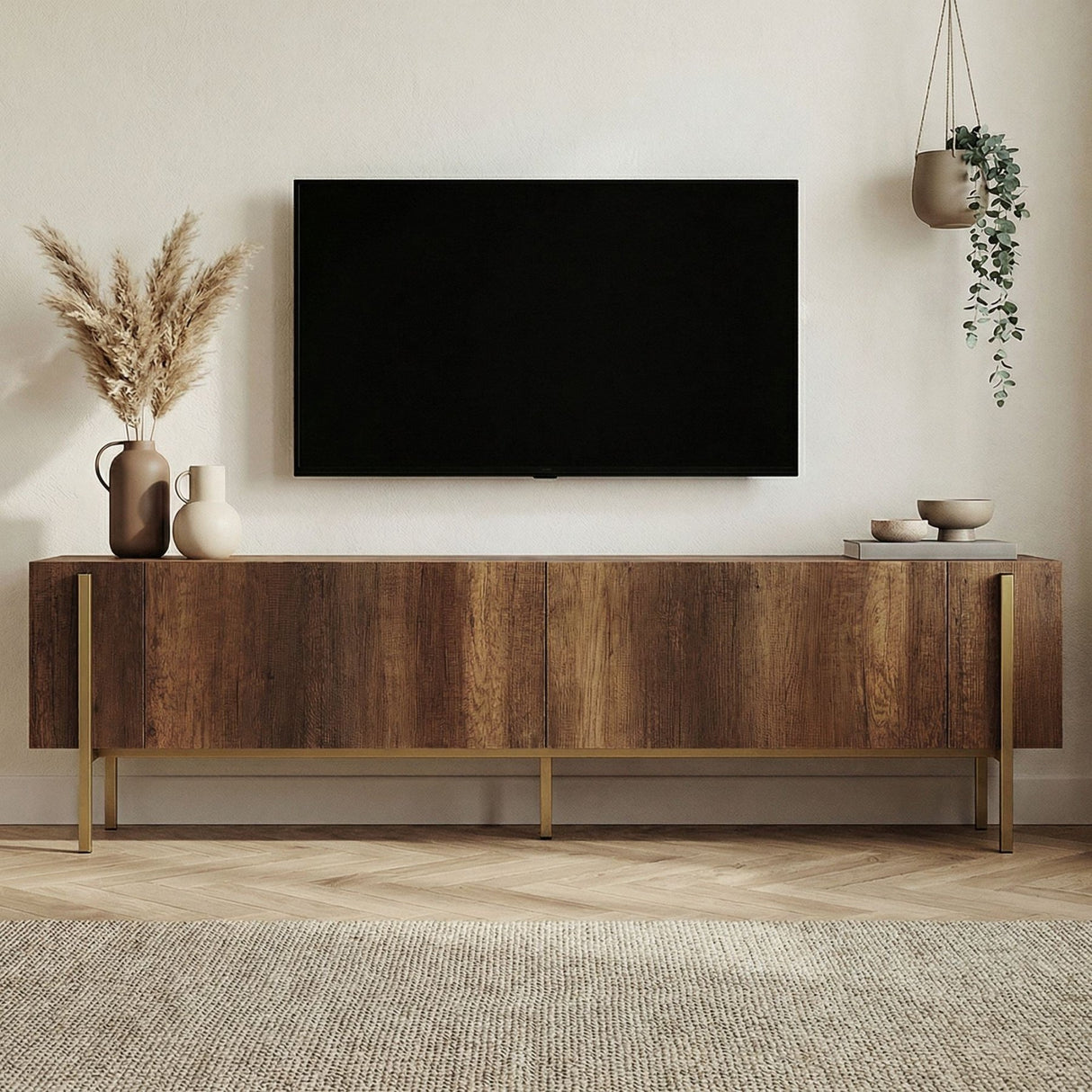 Mobile TV Nexus aspetto noce con oro 180 cm Aspetto barocco noce con oro Legno rivestito melaminico