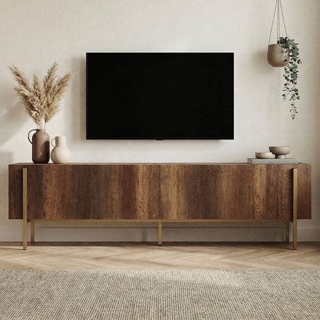 Nexus tv-meubel walnootlook met goud 180 cm Barok walnootlook met goud Gemelamineerd hout