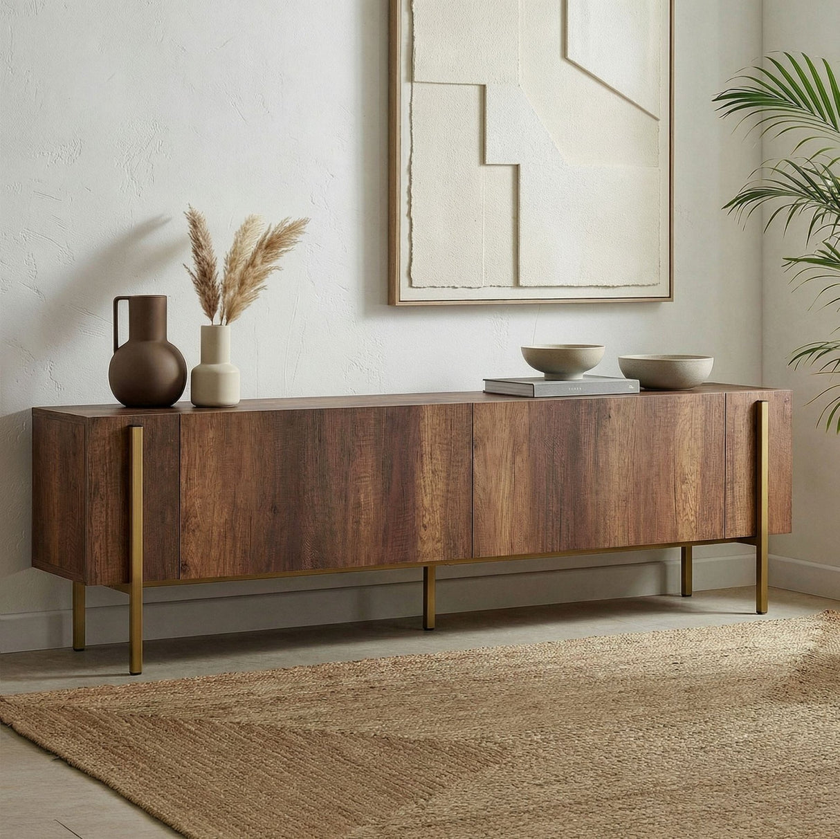 Mobile TV Nexus aspetto noce con oro 180 cm Aspetto barocco noce con oro Legno rivestito melaminico