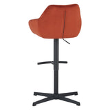 Sgabello da bar Venom in velluto color rame - Sedia da bar girevole regolabile con braccioli