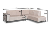 Divano angolare con chaise longue in tessuto ciniglia tortora Manon - destra
