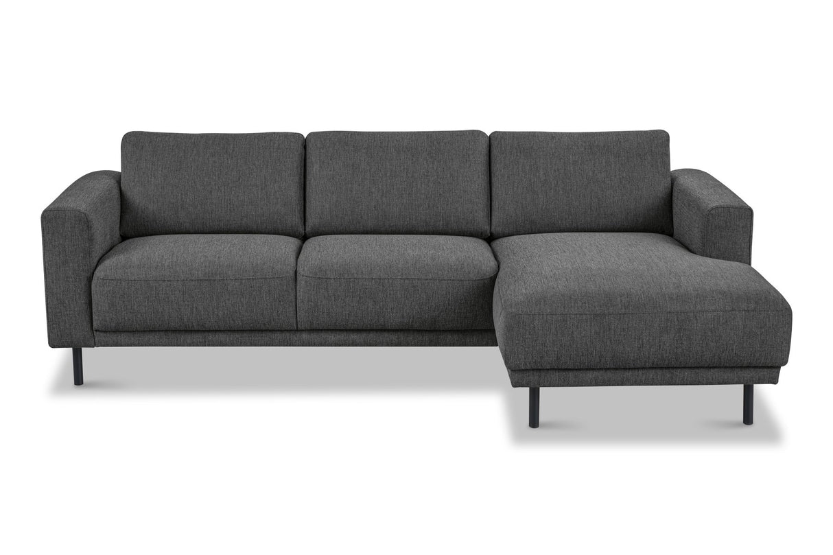 Divano angolare moderno con Chaise Longue Tessuto Antracite Aniko destra 238x142x78 cm
