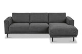 Divano angolare moderno con Chaise Longue Tessuto Antracite Aniko destra 238x142x78 cm