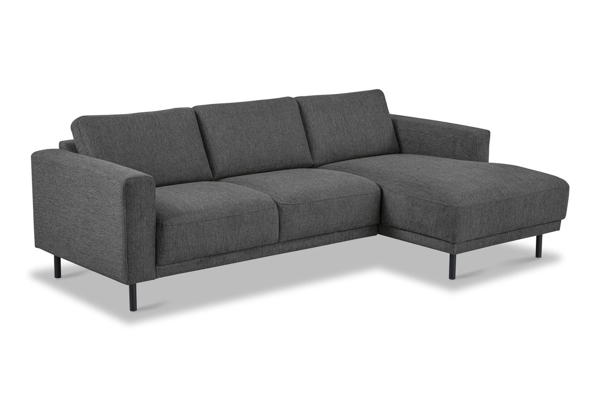 Divano angolare moderno con Chaise Longue Tessuto Antracite Aniko destra 238x142x78 cm