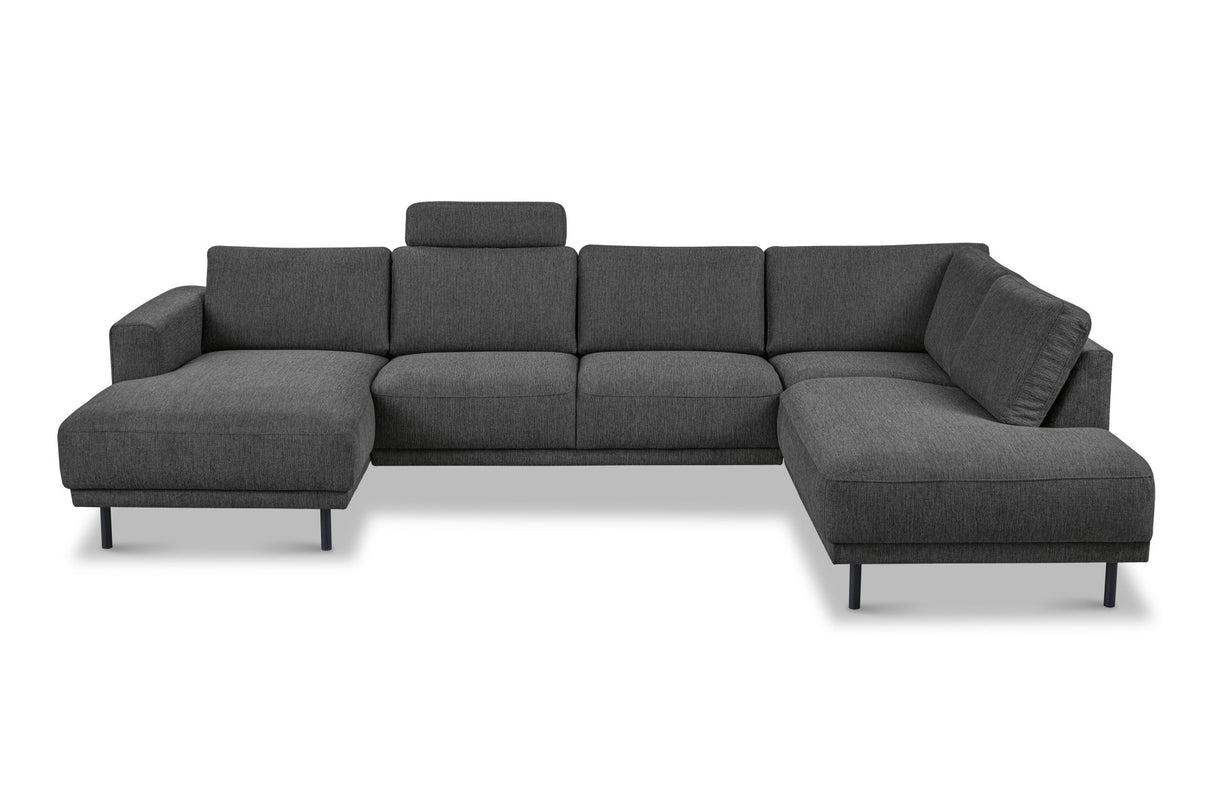 Divano angolare moderno U-Sofa in tessuto antracite - destro - 310x197x142 cm - Aniko